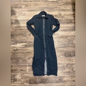 Zara Denim Dress Dark Blue Full Zip Midi